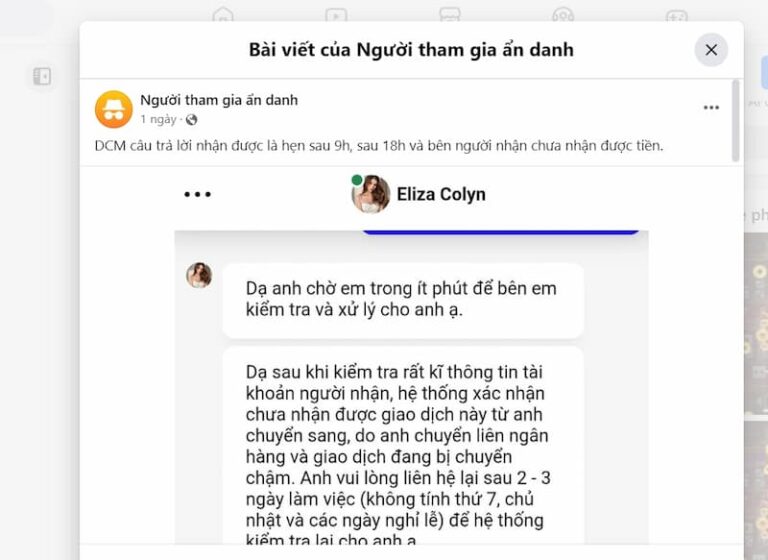 Tường thuật bài đăng rút tiền trên FB